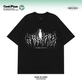 me美式 潮牌小众设计感抽象印花短袖 T恤男女款 Undefined 高街半袖