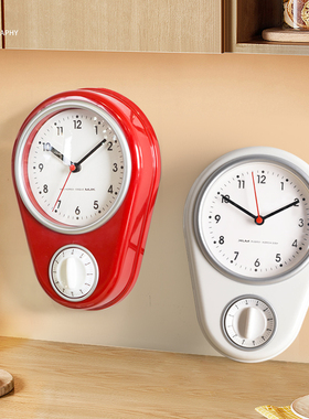 厨房专用免打孔挂墙钟表挂钟计时器时钟定时间小闹钟2025新款家用