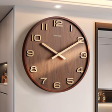 实木挂钟客厅2025新款家用静音时钟挂墙创意简约现代大气钟表高级