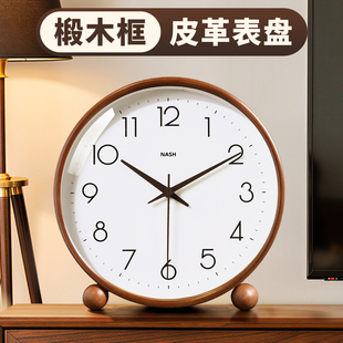 中古风实木座钟2026新款客厅家用摆台式钟表简约艺术桌面时钟摆件