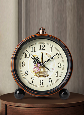 复古钟桌面小闹钟摆台式钟表床头摆件时钟老人静音座钟客厅80年代