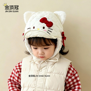 宝宝帽子秋冬季女宝宝卡通雷锋帽女童护耳帽女婴加绒可爱毛绒帽子