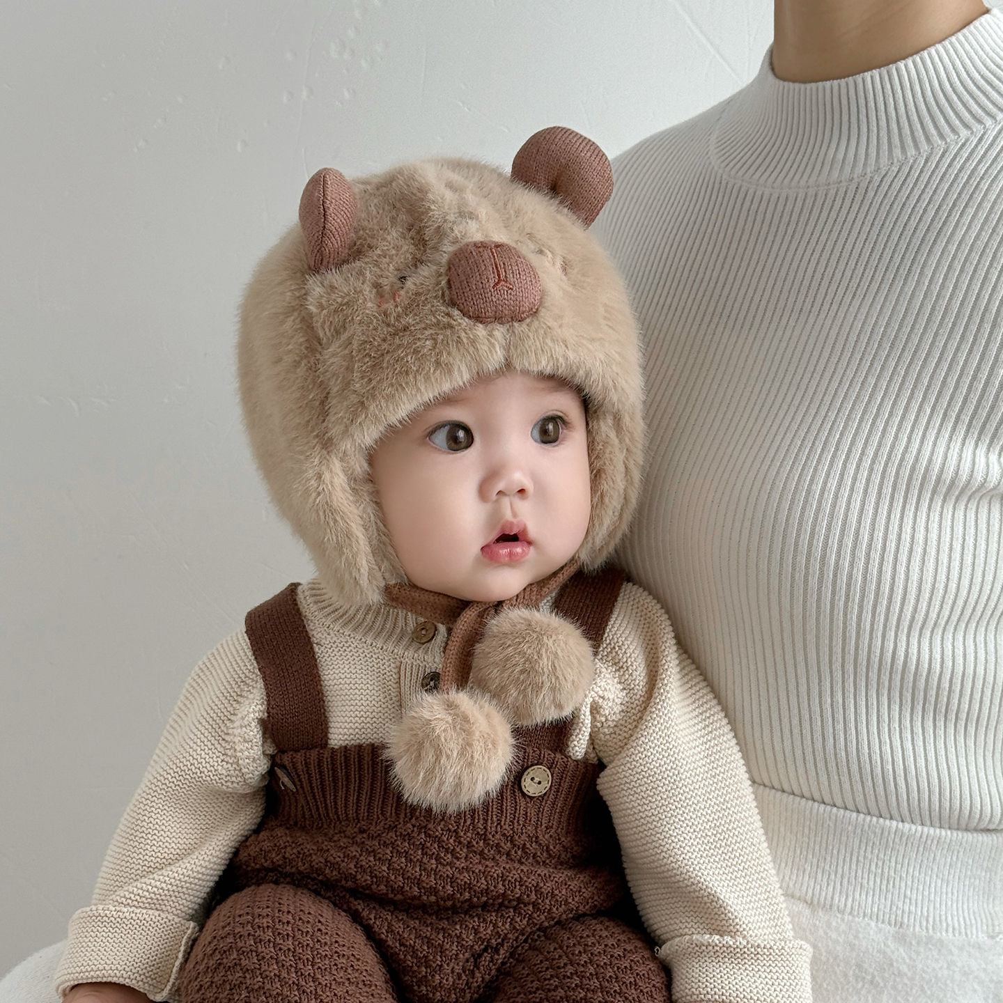 婴儿帽子秋冬季可爱超萌毛绒帽