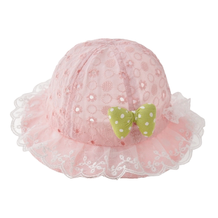 婴儿帽子夏季女宝宝渔夫帽新生儿遮阳防晒帽小月龄公主帽可爱盆帽