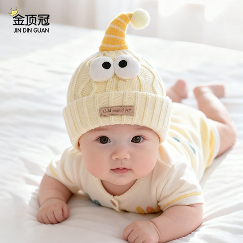 婴儿帽子秋冬季小月龄毛线帽保暖