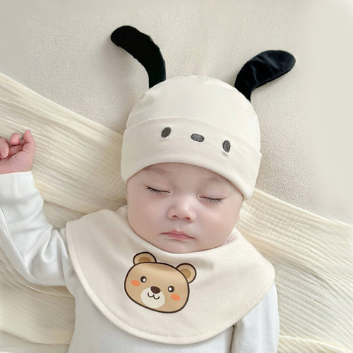 新生儿纯棉胎帽婴儿帽子春秋季初生女幼儿a类0-3个月无骨护囟门帽