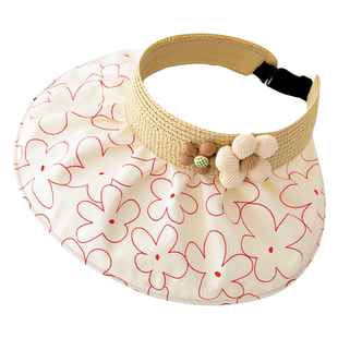 宝宝帽子春夏季儿童空顶遮阳帽子女童外出婴儿太阳帽大帽檐防晒帽