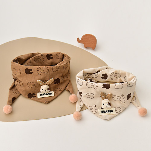 儿童围巾秋冬防风保暖宝宝围脖丝巾女童男童可爱韩版潮婴儿三角巾