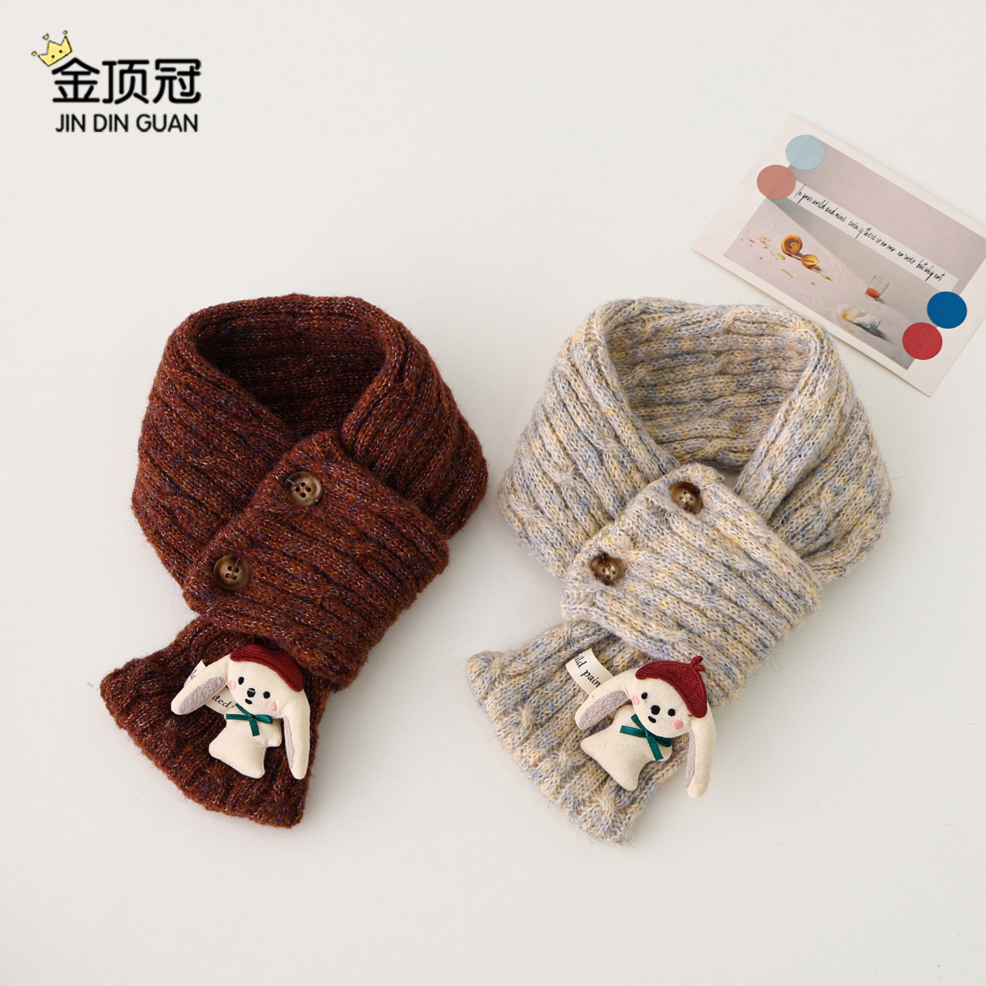 儿童围巾秋冬季交叉针织围脖