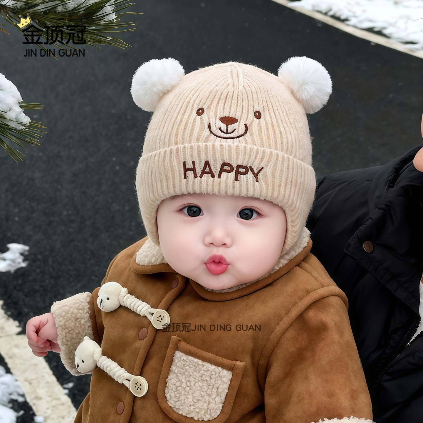 婴儿帽子秋冬加厚保暖毛线帽