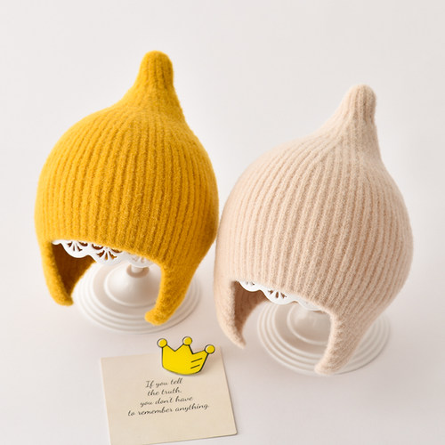 秋冬婴儿帽子金顶冠护耳帽