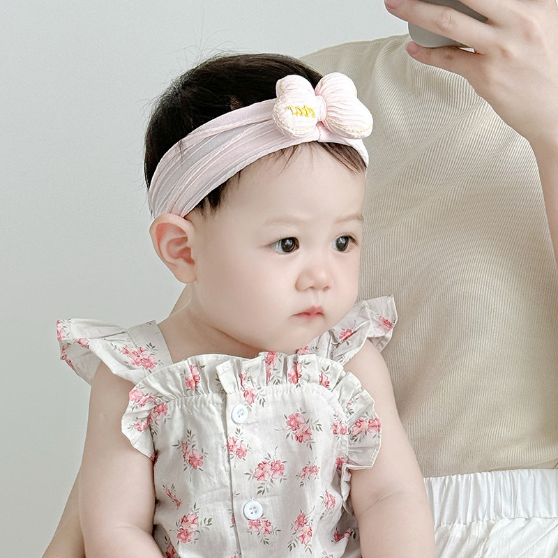 婴儿发带夏季薄洋气女童花朵头饰新生儿胎帽女宝宝遮头囟脑门帽子