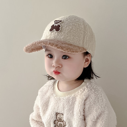 儿童帽子羊羔毛新款棒球帽秋冬季可爱男宝宝保暖男童女童鸭舌帽潮