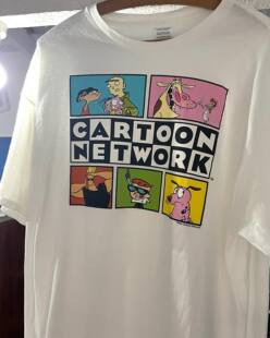 Cartoon Notwork卡通短袖欧美街头ins超火潮流落肩男女情侣款T恤