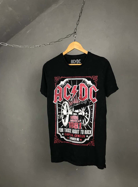 暗黑系古着感街头经典怀旧短袖T恤ACDC乐队阿美咔叽oldschool欧美