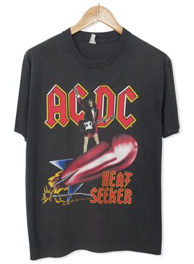 美式古着vintage ACDC摇滚乐队宽松做旧复古夏季短袖T恤圆领大码