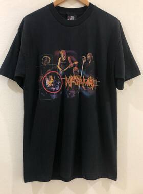 Def Leppard硬式摇滚美式古着Vintag威豹乐队重金属短袖t恤男女款