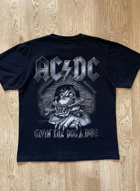 ACDC摇滚短袖暗黑系T恤重金属黑暗系潮牌ins超火oversize半截袖