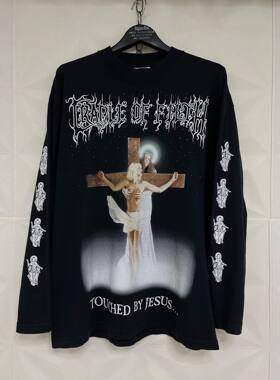 vintage Cradle of​ filth恶灵天摇滚嘻哈街头长袖T恤复古宽松