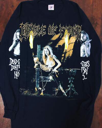 vintage Cradle of​ filth恶灵天摇滚重金属长袖T恤黑暗系潮牌