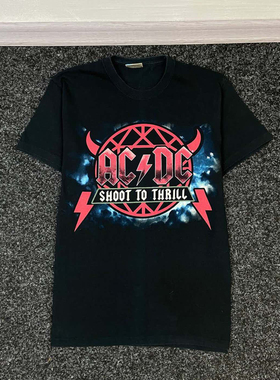 ACDC街头复古短袖T恤摇滚嘻哈美潮哥特高街rapper穿搭嘻哈摇滚