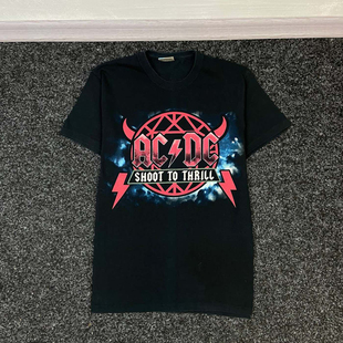 ACDC街头复古短袖T恤摇滚嘻哈美潮哥特高街rapper穿搭嘻哈摇滚