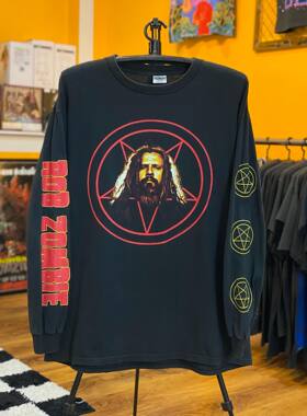 美式古着Vintag罗布僵尸Rob Zombie歌手重磅高街T恤长袖街头怀旧