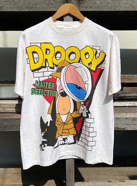 美式古着Vintage 卡通涂鸦潮牌DROOPY BOOTLEG TEES宽松圆领T恤