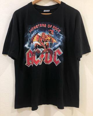 美式古着vintage ACDC乐队美式上衣潮牌趣味超酷暗黑短袖T恤大码