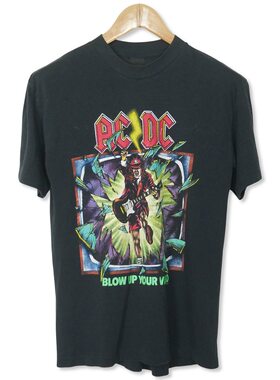 美式古着vintage ACDC炸毀影像摇滚乐队纯棉T恤宽松短袖流行高街