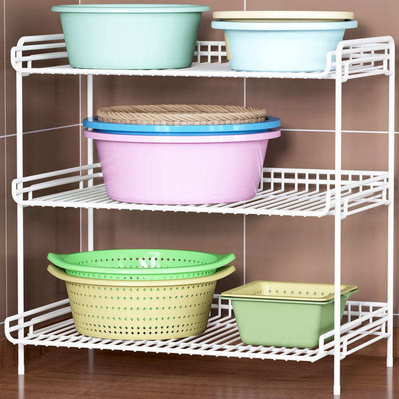 厨房洗菜b盆置物架家用多层盆的收纳层架剩菜放菜架子沥水筐放盆