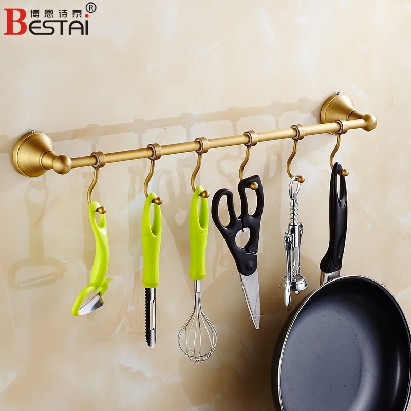 全铜仿古厨房挂钩厨具挂钩 欧式复古排钩挂衣钩 V加长卫浴毛巾钩