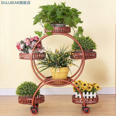 2023新款网红铁艺花架多层落地式客厅室内阳台Q花盆置物架移动带