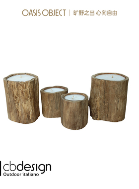 CBDESIGN意大利户外品牌进口柚木原木装饰蜡烛WOOD CANDLE