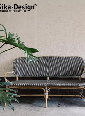 Sikadesign丹麦手工藤编长椅沙发半户外法式ins风格Isabell bench