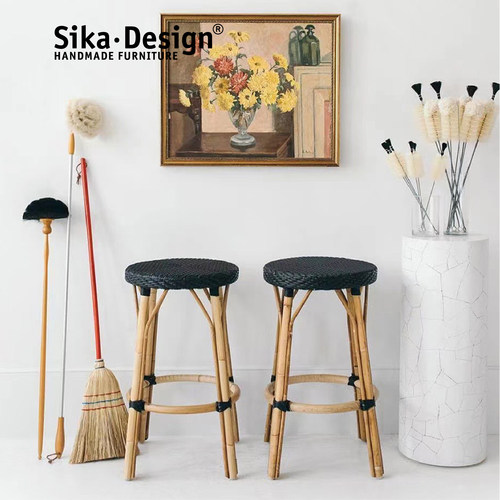 Sikadesign丹麦手工藤编Cafe吧椅半户外法式ins风Simone barstool