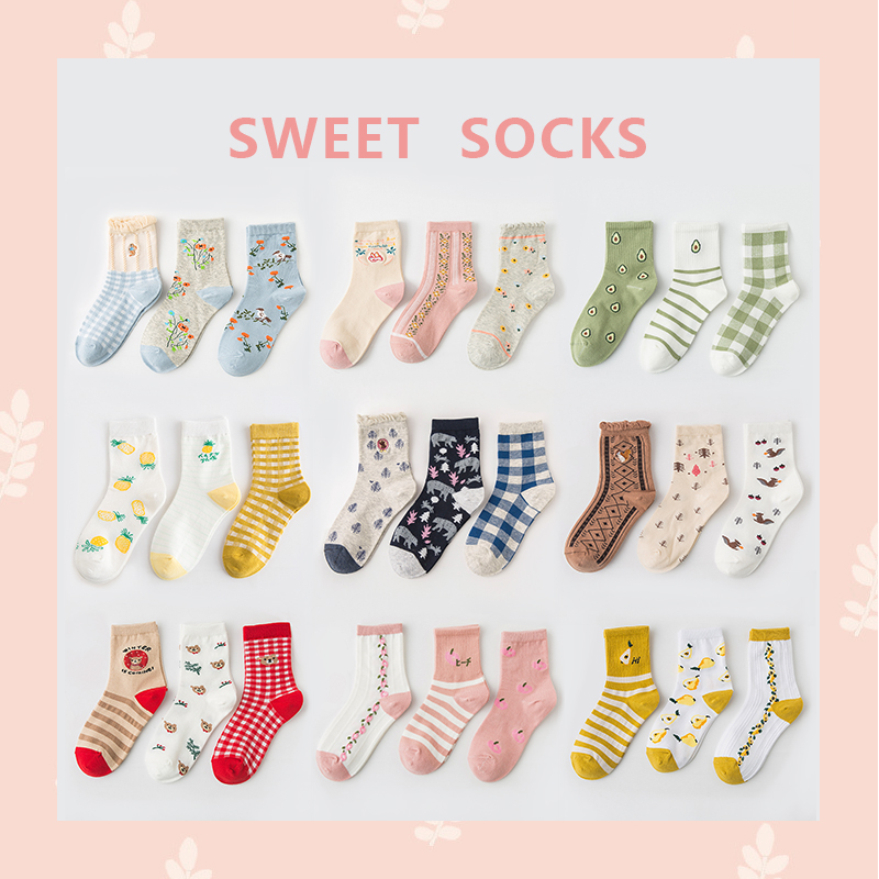 袜子女中筒秋冬季韩版网红ins潮牌可爱学院风百搭日系长筒棉袜