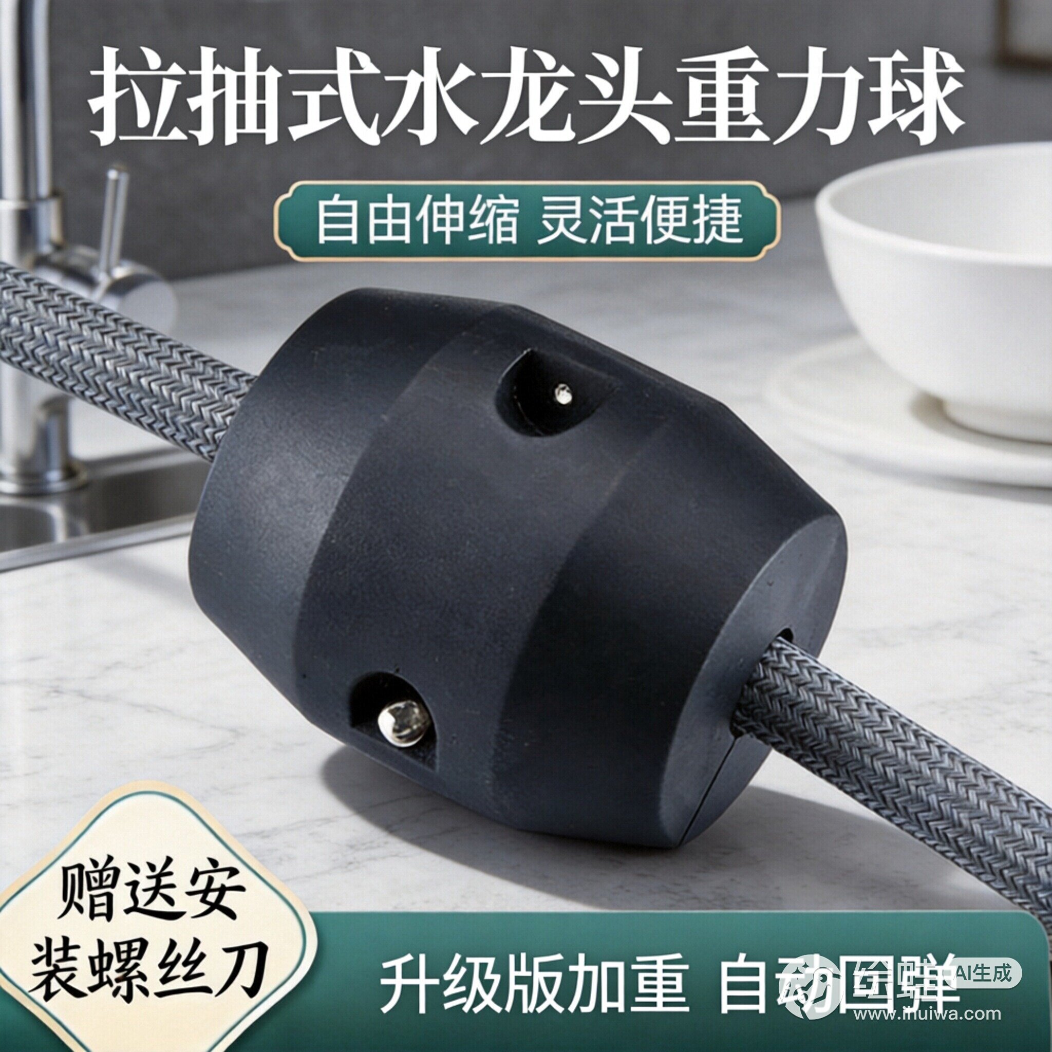 抽拉龙头重力球快速复位不滑落