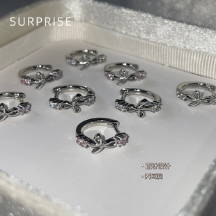 Surprise 蝴蝶结医用钛钢耳圈女直针养耳洞睡觉不用摘耳骨环耳扣