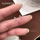 Surprise 999纯银迷你蝴蝶结耳钉女养耳洞睡觉免摘足银耳骨耳蜗钉