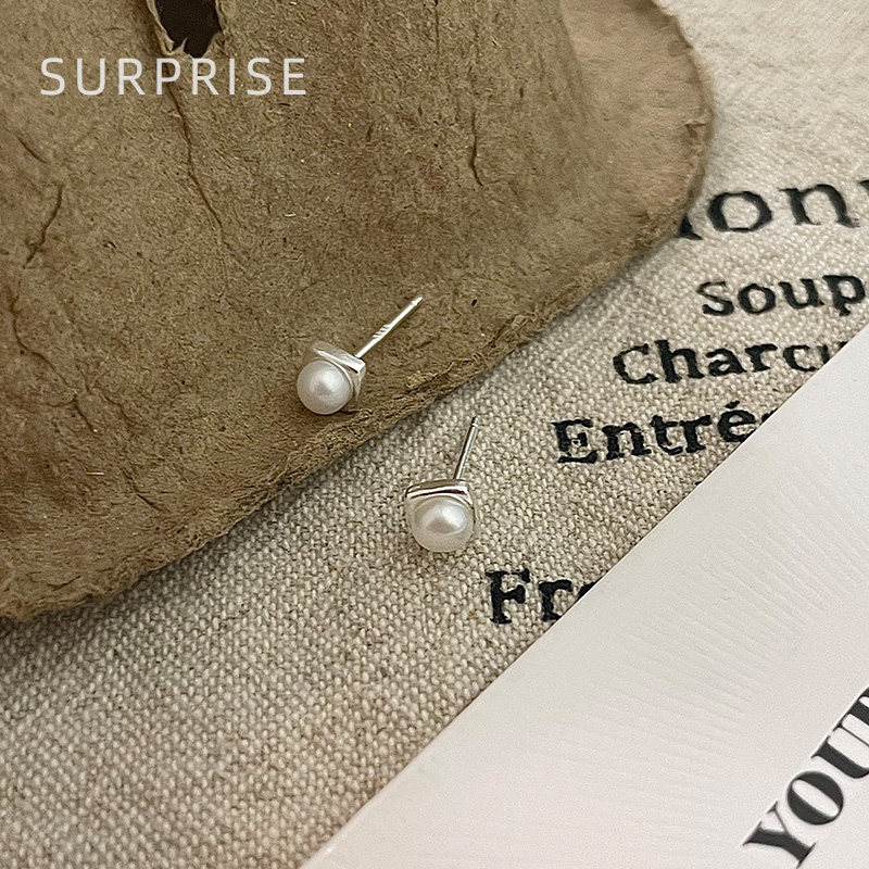 Surprise 999纯银淡水珍珠耳钉女养耳洞睡觉免摘耳骨钉高级感耳饰
