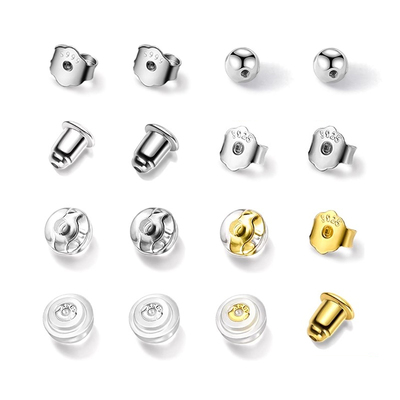 Surprise 999足银耳帽耳钉925纯银耳堵耳环托防掉扣硅胶耳塞配件