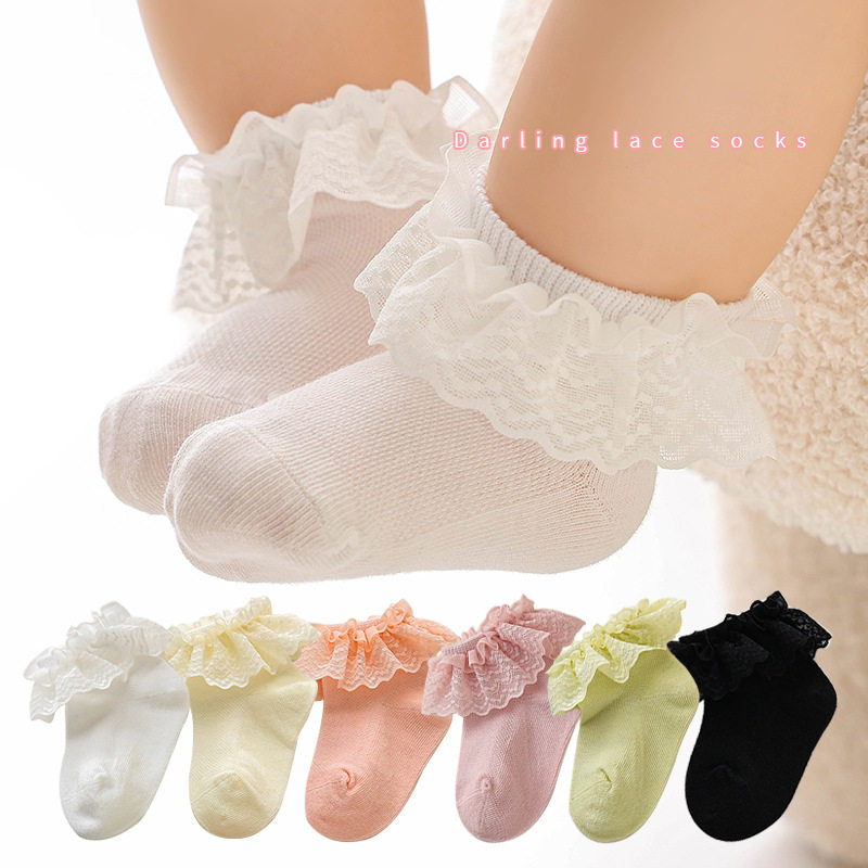 洋气女童袜子春秋季儿童花边袜蕾丝婴儿宝宝公主袜女孩白色舞蹈袜