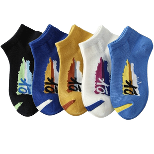 无骨男童袜子纯棉夏季薄款小男孩夏天袜子儿童网眼袜运动短裤透气