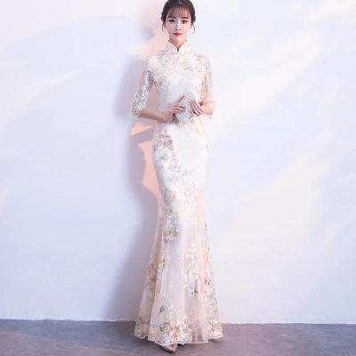 新式祺袍时尚中国风改良版长款鱼尾年轻款少女大小姐旗袍晚礼服裙在类目 女装/女士精品, 婚纱/旗袍/礼服, 旗袍中 - 来自Buy2taobao.com提供专业的淘宝代购服务