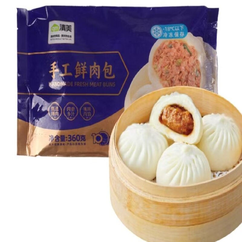 上海清美速冻手工豆沙包鲜肉包香菇菜包包子馒头早餐点心聚餐