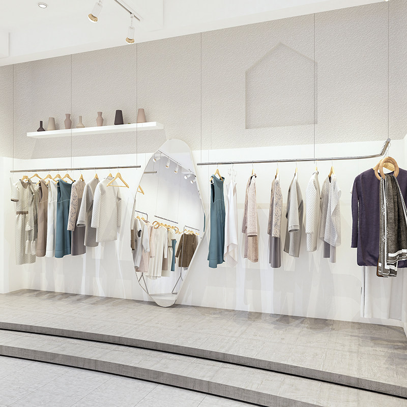 服装店展示架挂衣杆吊顶悬挂衣架子女装店上墙吊杆橱窗吊架不锈钢