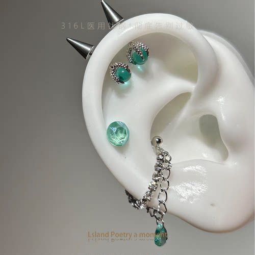 「医用钛钢」“薄荷”耳钉