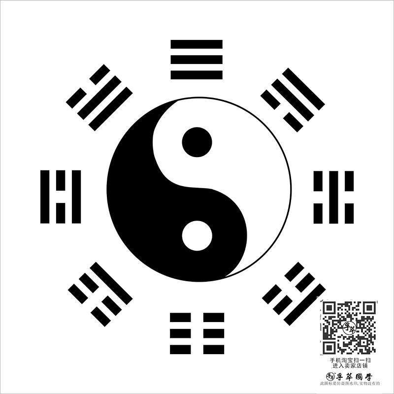 先天八卦太极逆转太极图阴阳鱼周易经国学书房入户玄关客厅装饰画