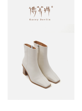 德芙琳Kacey Devlin新款冬粗跟方头中筒靴KD6182